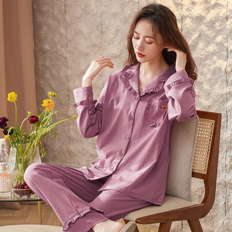 睡衣女款爆款2025新款春秋纯棉长袖女士妈妈可外穿秋季秋天家居服