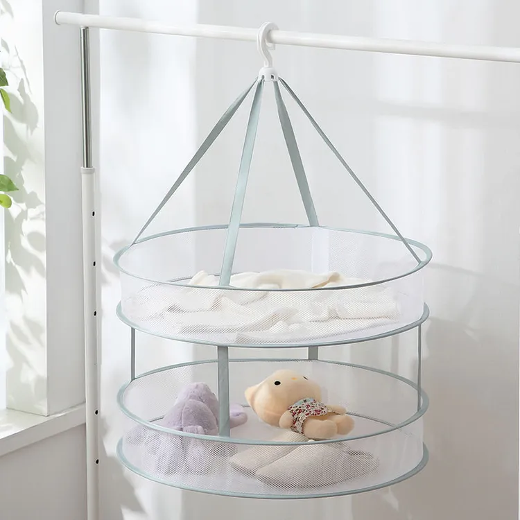 【宠粉】双层晒衣篮 晾衣网   家用晾袜子衣服神器 Z
