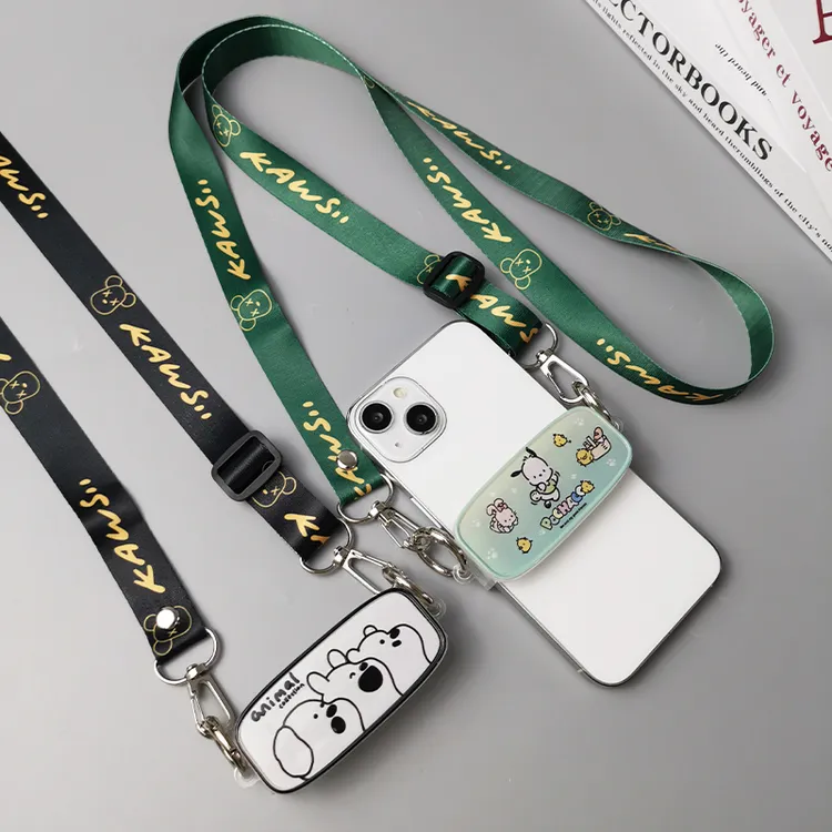 手机挂绳手机斜跨背夹kaws暴力熊卡通手机背夹防丢吊绳