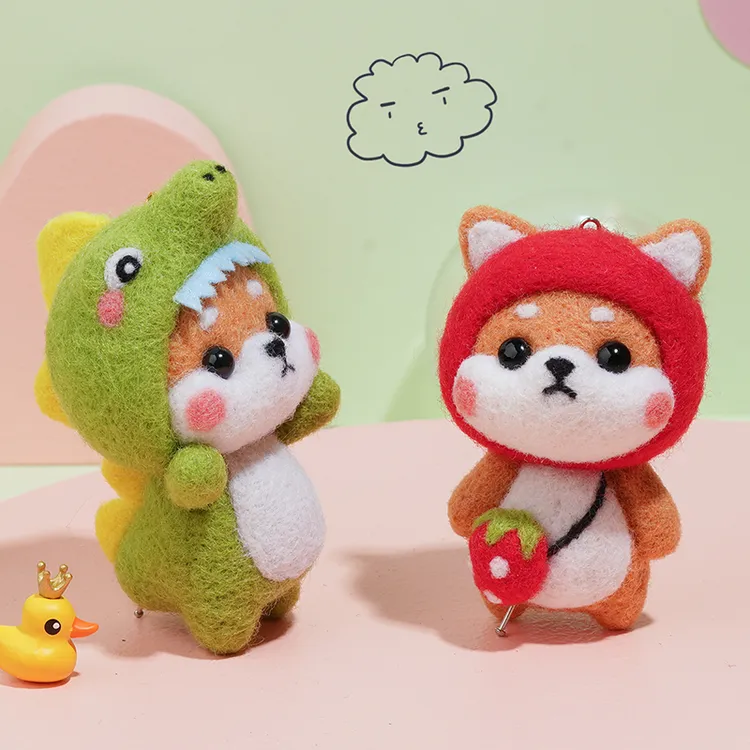 羊毛毡戳戳乐手工diy材料包柴犬玩偶挂件创意礼物手工制作送男友