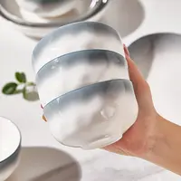 釉下彩新款陶瓷碗盘子碟子家用乔迁礼品创意陶瓷饭碗简约中式大号