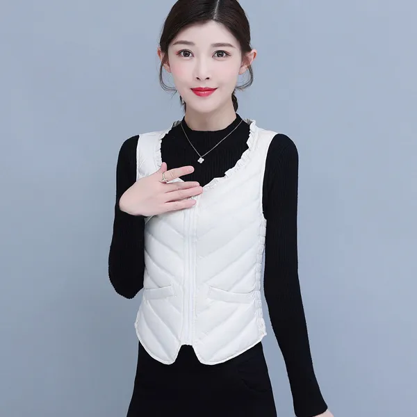 鹅绒马甲女秋冬轻薄内穿保暖贴身小款无袖内胆打底小马夹羽绒背心