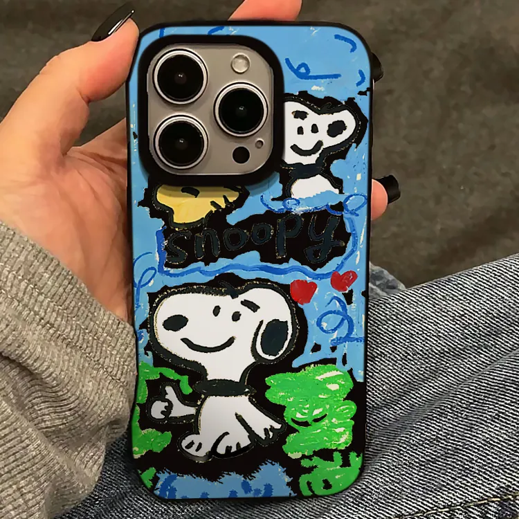 BANCA涂鸦白色史努比适用iPhone15/14promax大孔手机壳苹果13软12