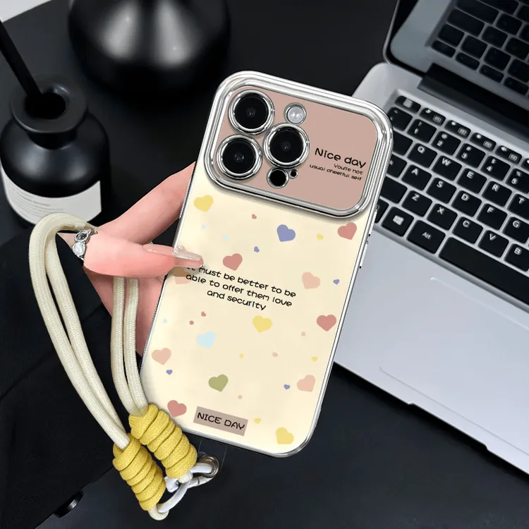 BANCAins彩色爱心适用苹果13华为OPPO小米VIVO简约6D大视窗手机壳