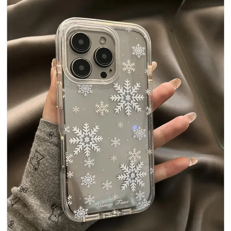 BANCA冬日氛围蓝雪花适用iPhone16promax手机壳苹果15/14透明13软