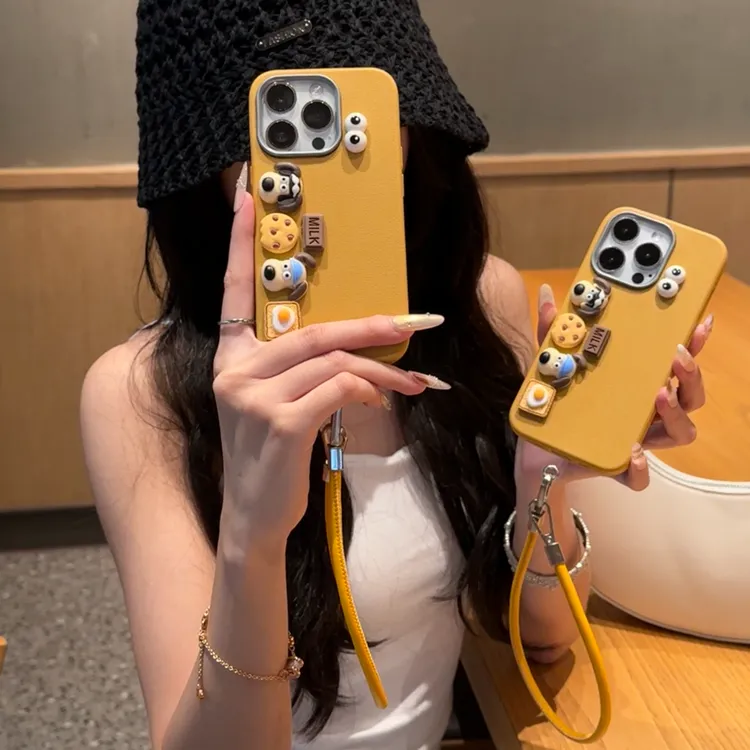 BANCA掌门狗挂绳适用苹果16pro手机壳iphone15/14皮纹金属框13/12