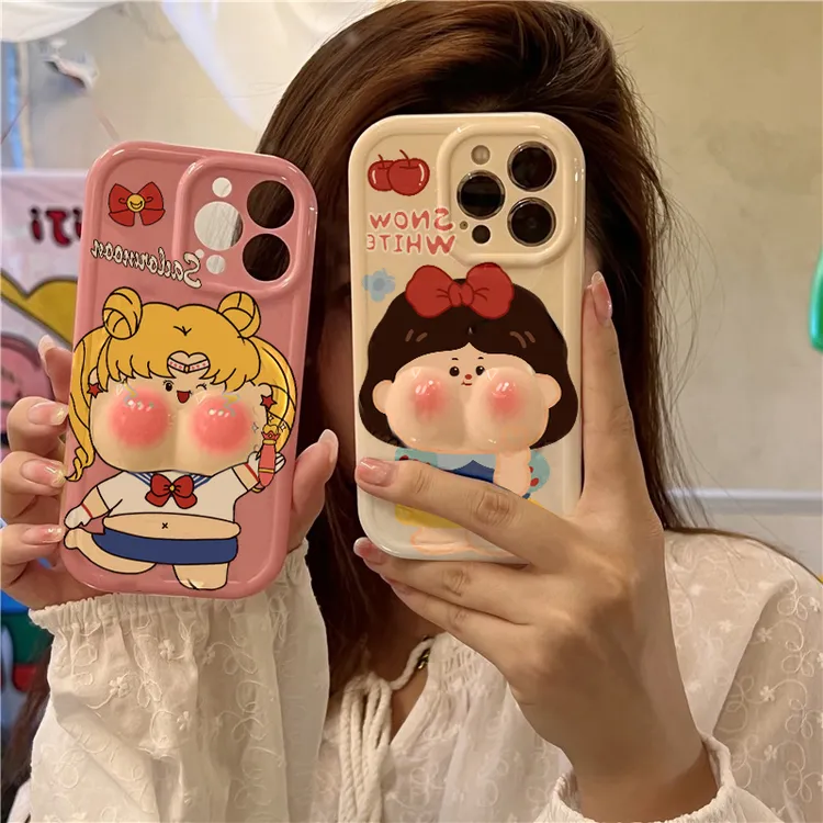 BANCA捏捏大脸美少女适用苹果14手机壳iphone13软12promax/11/xs