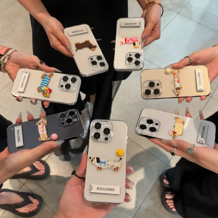 BANCA无边框刺绣小狗适用苹果16promax手机壳iphone15/14女13/12/