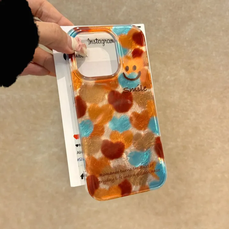 BANCA彩色拼接笑脸适用苹果15/16手机壳iPhone14/13冰川壳12/11