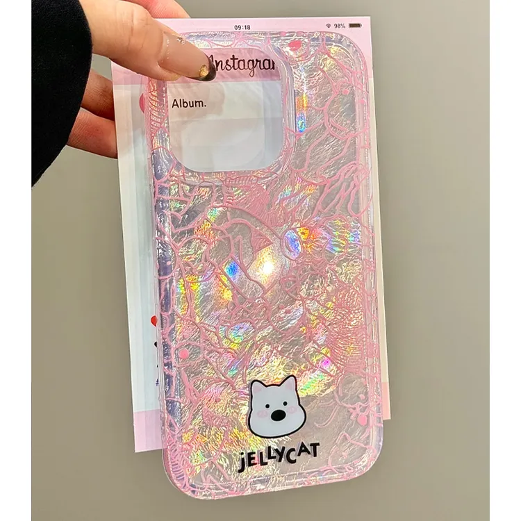 BANCA粉色线条西高地适用苹果16promax手机壳iphone15/14冰川壳13