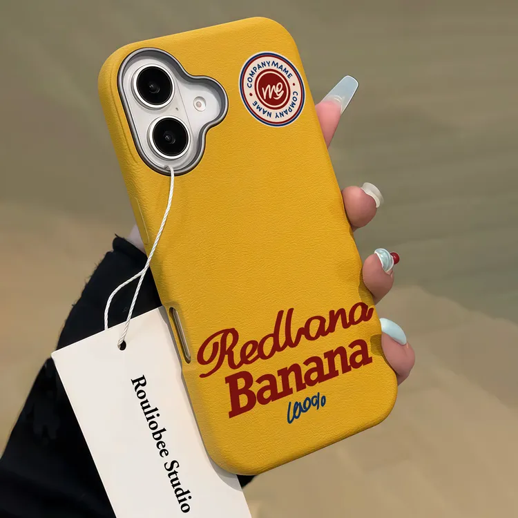 BANCAbanana英文皮纹适用苹果16手机壳iPhone15金属框14/13防摔12