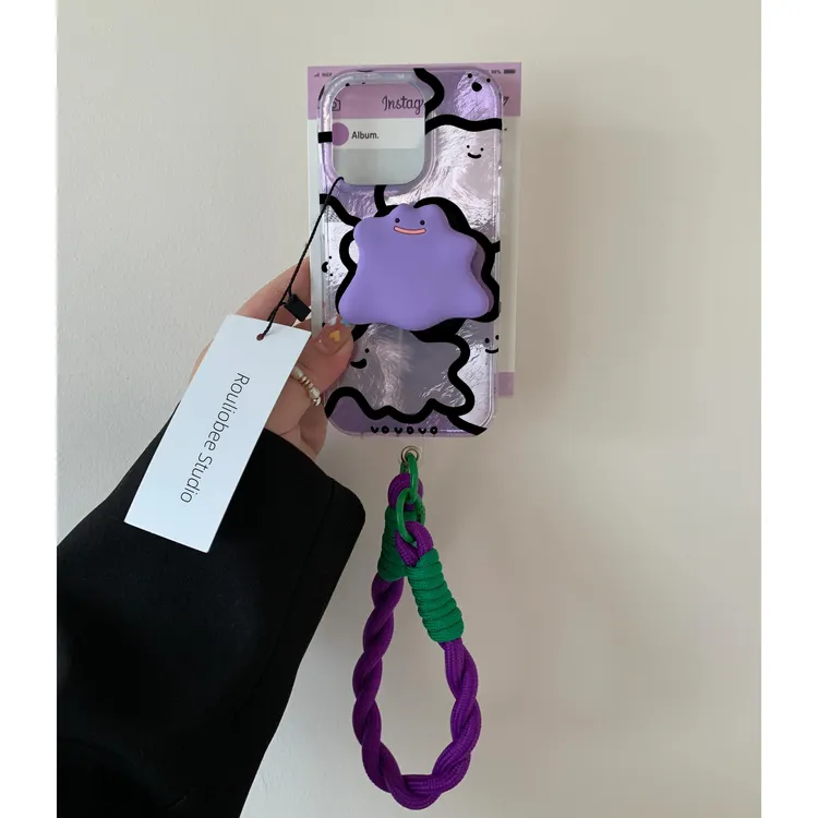 BANCA紫小怪兽支架挂绳iphone15/14/16手机壳华为p70vivo小米oppo