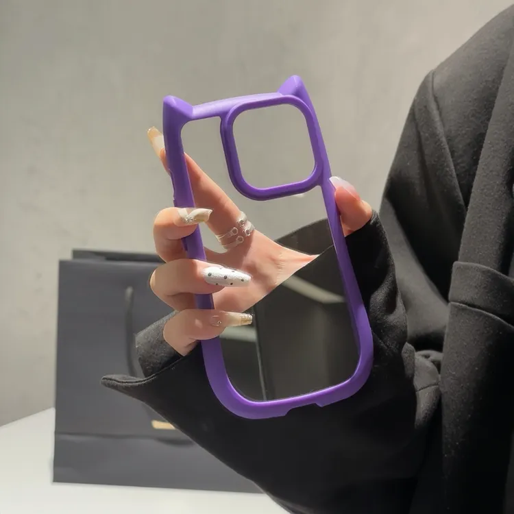 BANCA小众立体猫耳透明适用苹果15promax手机壳iPhone16新款13/14