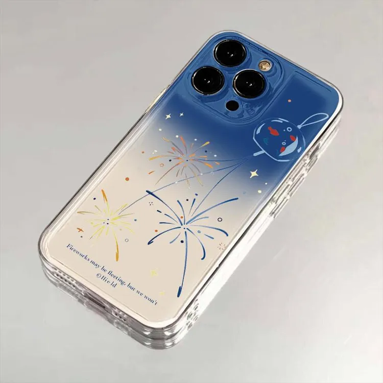 BANCA蓝色渐变烟花太空壳适用苹果16pro手机壳华为vivo小米14oppo