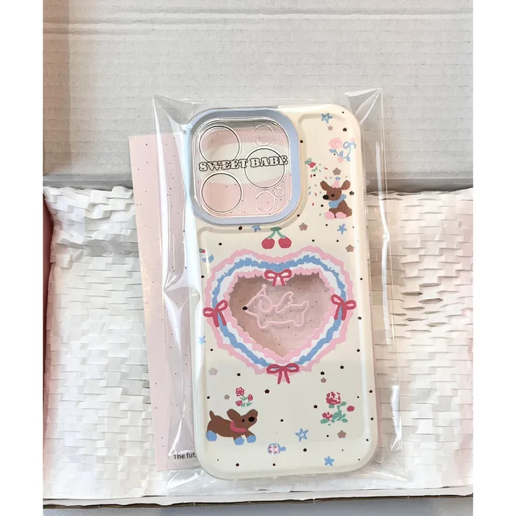 BANCA爱心樱桃小狗适用iphone15/13苹果14手机壳华为vivo小米oppo