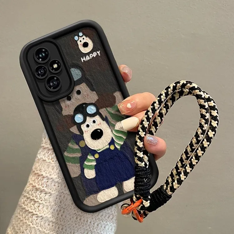 BANCA油画风掌门狗适用苹果16/15手机壳华为P70vivo挂绳oppo小米
