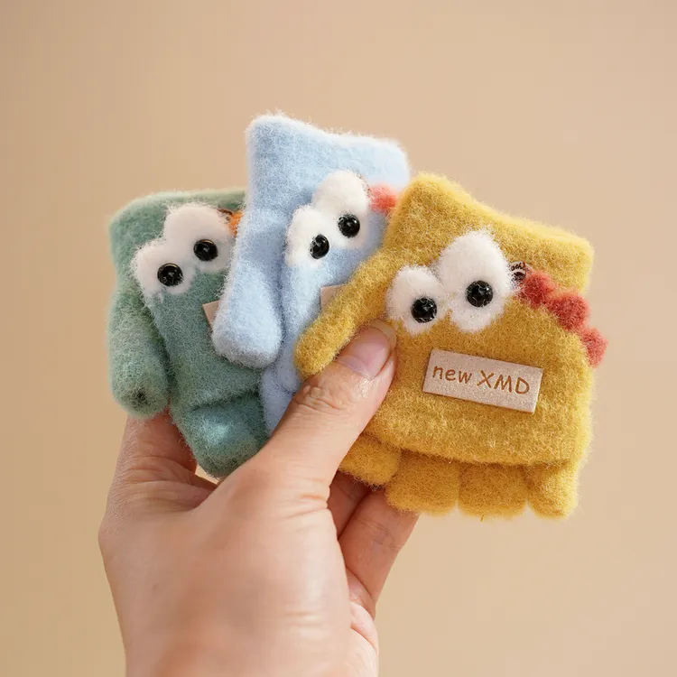 小宝宝冬季款保暖手套婴幼儿园0-1-3岁2男孩女童加绒防寒一6翻盖5