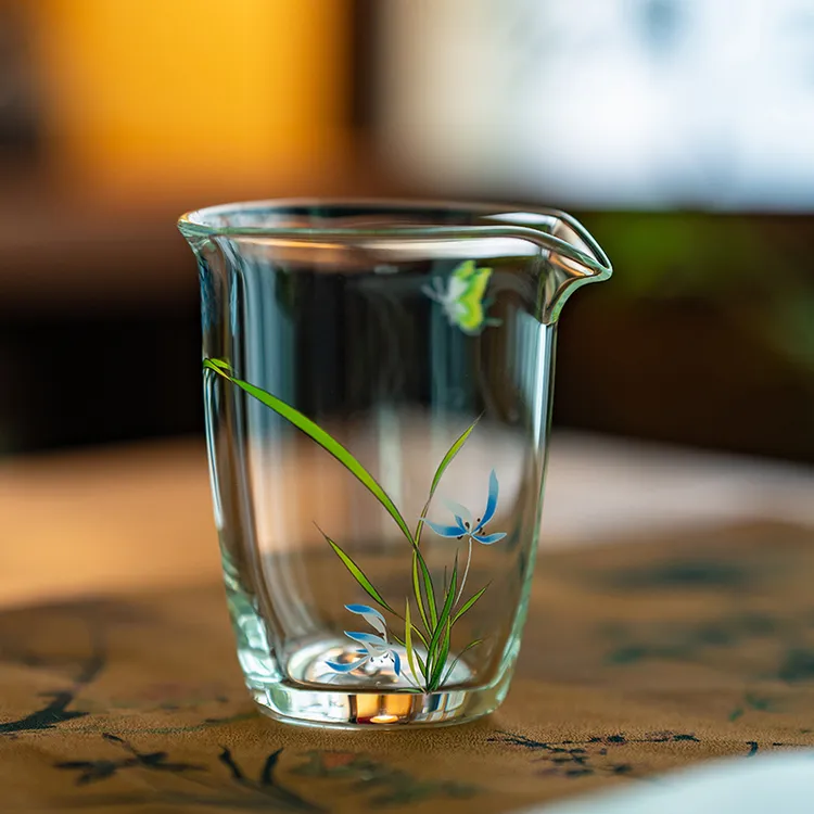 加厚耐热手绘玻璃公道杯泡茶过滤分茶器家用高档透明茶海茶具配件