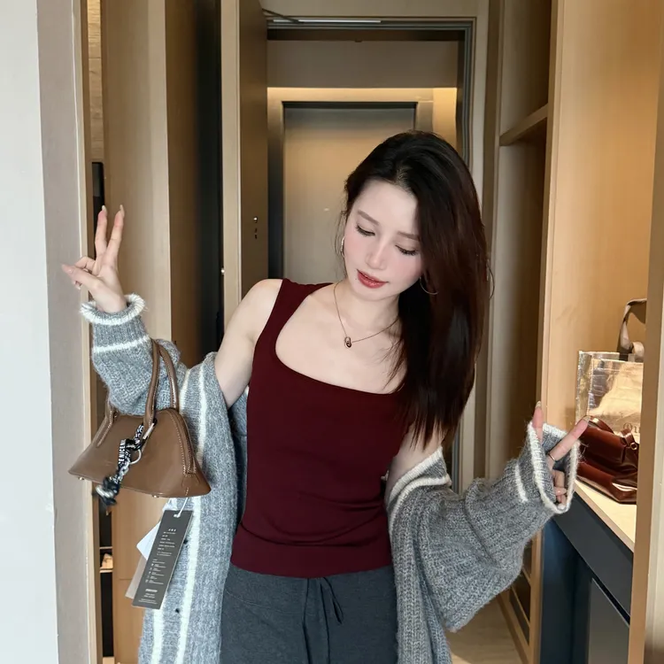 秋冬加绒保暖背心女带胸垫打底吊带内搭固定杯垫免穿文胸内衣