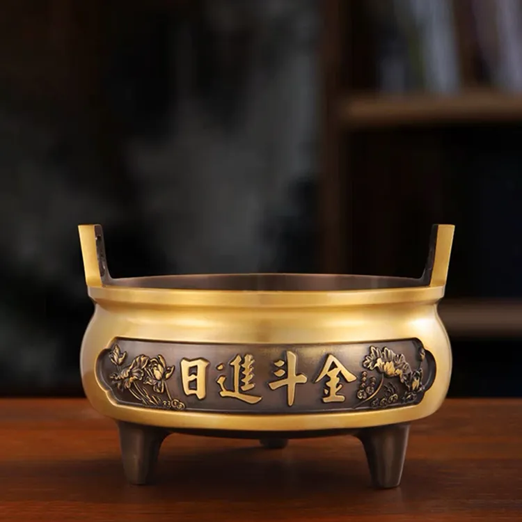 纯铜香炉供奉炉大号檀香炉仿古宣德炉沉香炉招财炉烧香炉佛具财神
