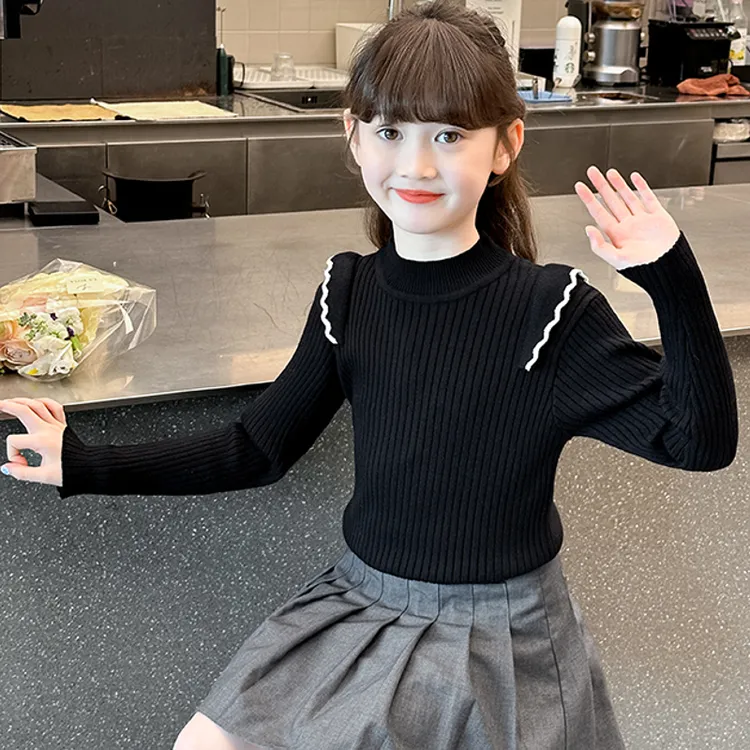 女童毛衣打底衫2025新款中大童一体绒加厚儿童针织衫秋冬内搭上衣