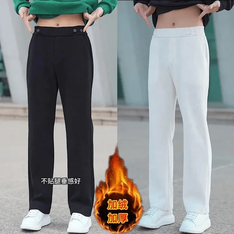 秋冬新款灯芯绒男士休闲裤加绒加厚宽松显瘦百搭时尚保暖直筒裤子