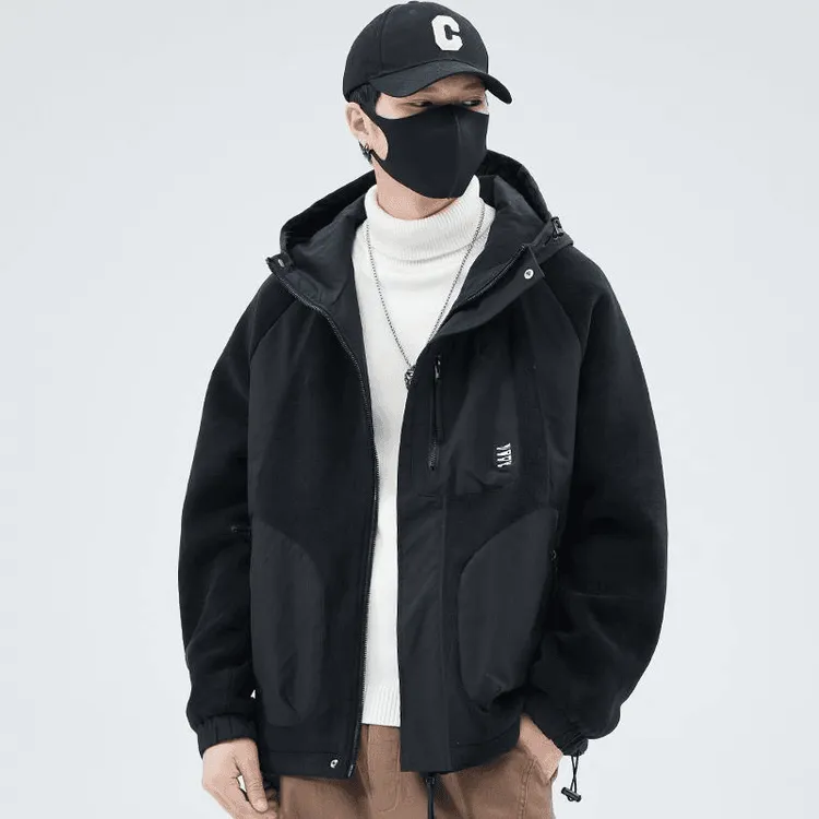 重磅特厚【奥粒绒拼接加绒工装夹克】冬季连帽潮男百搭保暖外套棉衣