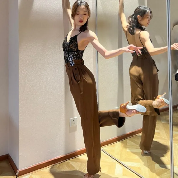 艺鑫舞服086款拉丁裤高腰练功裤