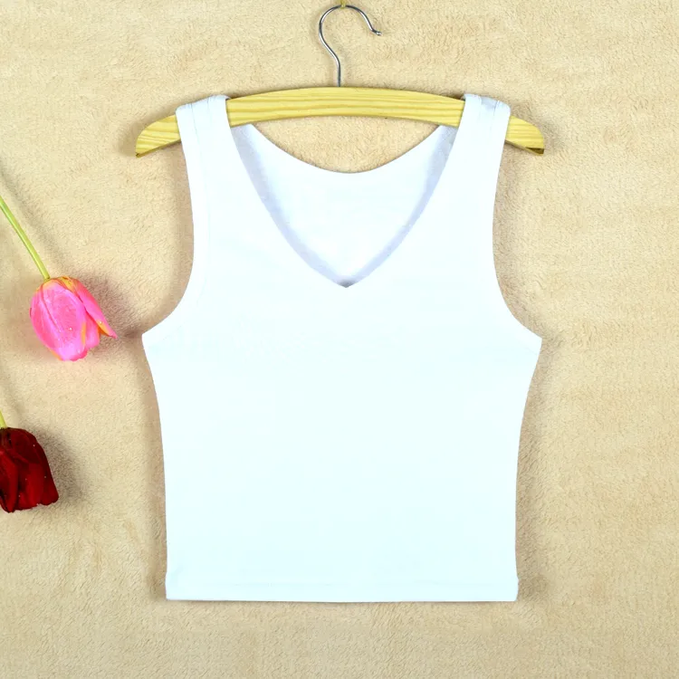 吊带背心女纯棉秋外穿收腰短款露脐V领冬内搭上衣运动高腰打底衫