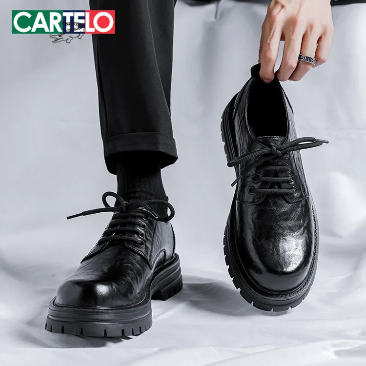 卡帝乐鳄鱼男士英伦商务大头鞋2025新款男生德比正装马丁男鞋