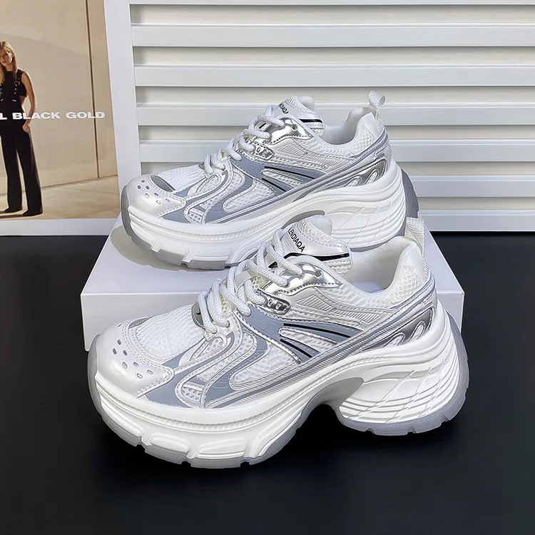 7CM增高老爹鞋女2024夏新款网红百搭爆款网面透气厚底休闲运动鞋