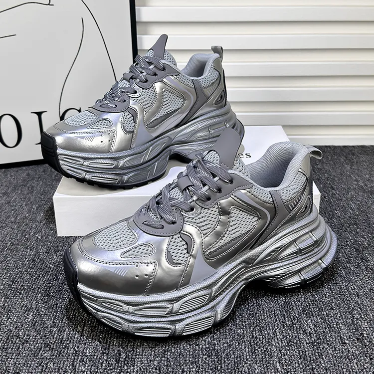 增高7cm厚底老爹鞋女2024秋季新款百搭透气潮流小个子运动休闲鞋