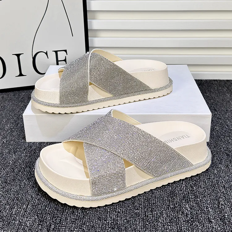 拖鞋女夏外穿2024夏季新款百搭爆款网红时尚仙女松糕厚底一字凉拖