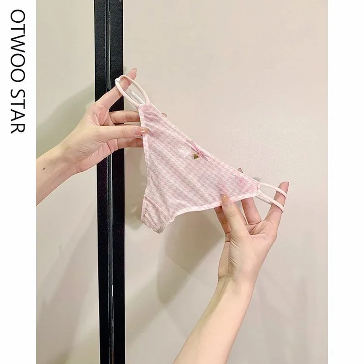 OTWOO STAR纾适 粉色千鸟格日系可爱女士内裤低腰少女甜美爆款