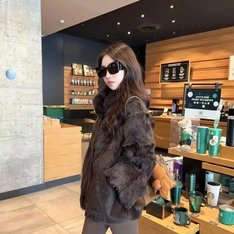 挽秋入冬温婉同款全真皮毛一体兔毛气质百搭慵懒显瘦爆款毛毛外套