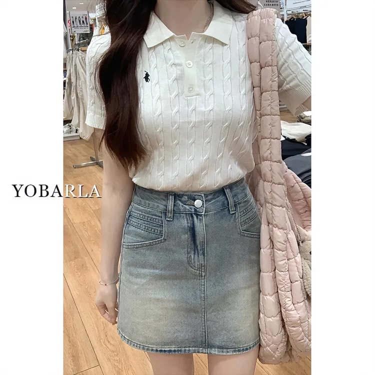 浅色牛仔短裙女高腰秋冬新款大码显瘦梨形身材遮肚a字半身裙2989