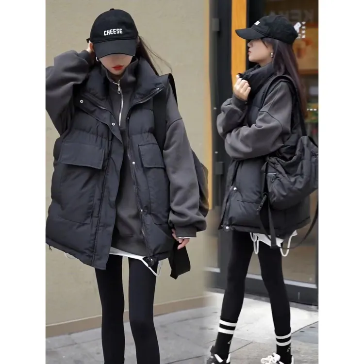 欧货大口袋棉马甲女外穿中长款爆款立领休闲宽松百搭保暖马夹坎肩