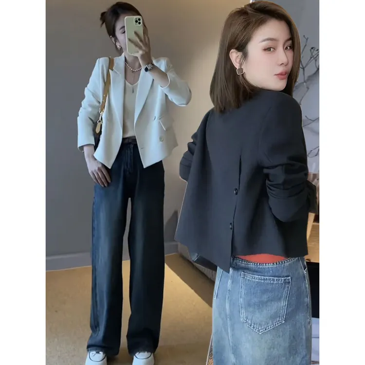 宝藏衣橱高级感短款小个子西装外套女秋季新款设计感休闲西服上衣