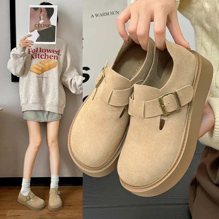 厚底勃肯鞋女2024新款春秋季一脚蹬博肯鞋网红爆款丑萌大头单鞋子