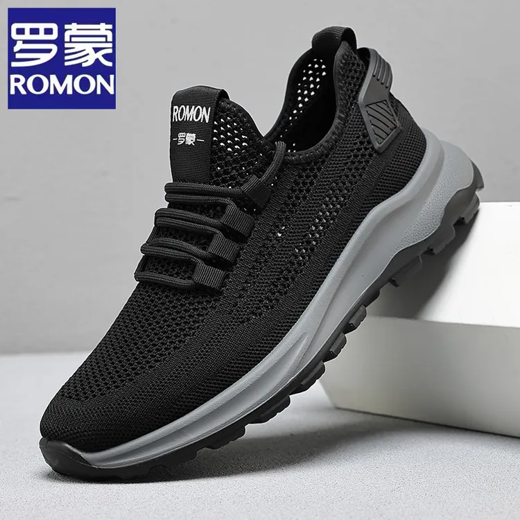 罗蒙男网鞋夏季透气薄款男士休闲透气软底防滑飞织舒适轻便网面鞋