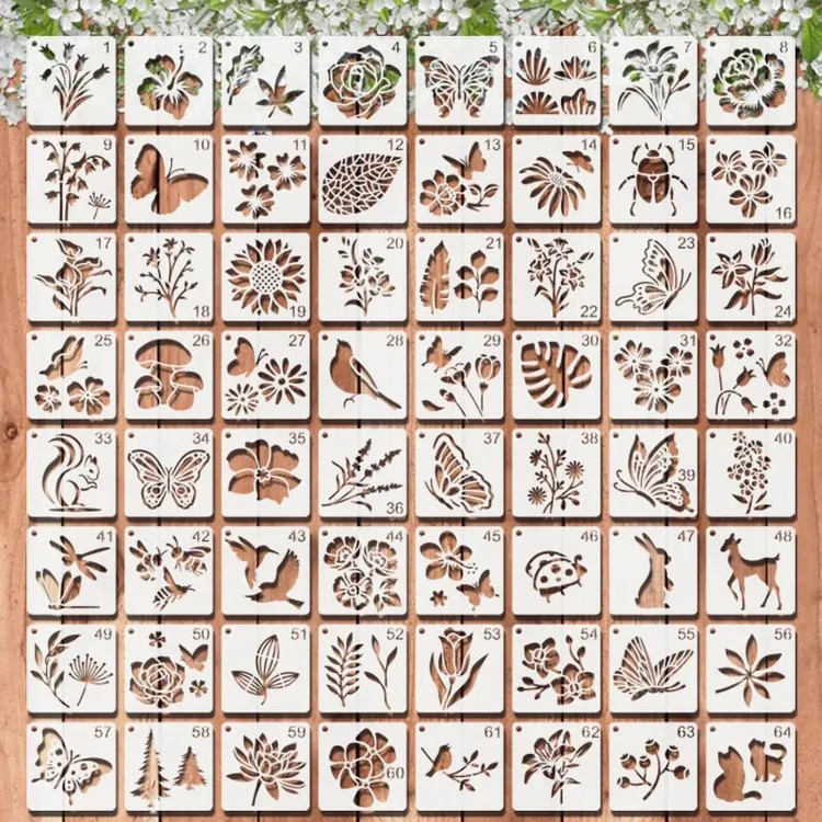 动植物花朵蝴蝶镂空手抄报模板儿童学生画画涂鸦diy手帐软尺模具