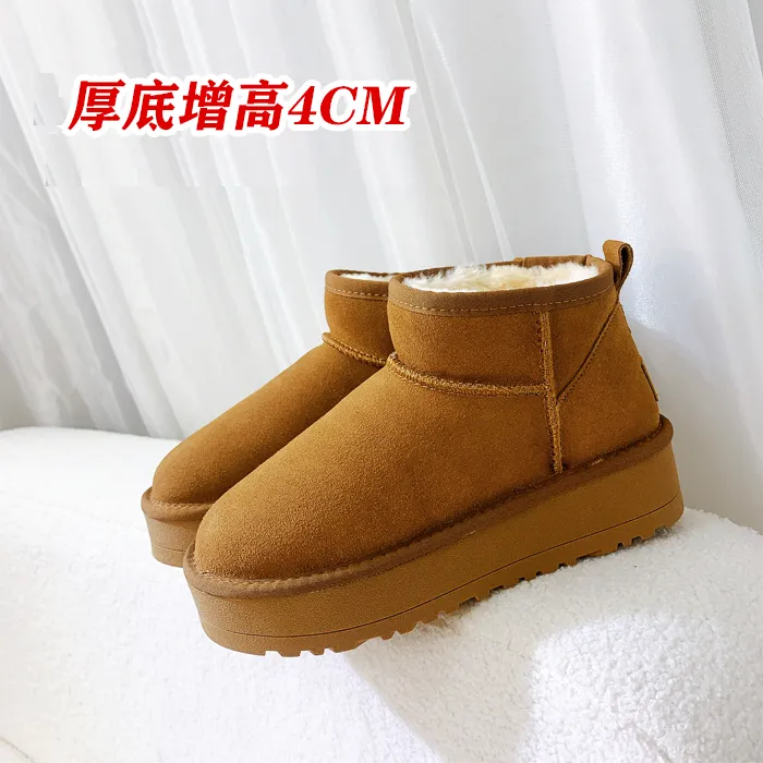 ZGG增高4cm厚底mini低帮雪地靴加厚保暖冬季增高靴子加绒秋冬保暖