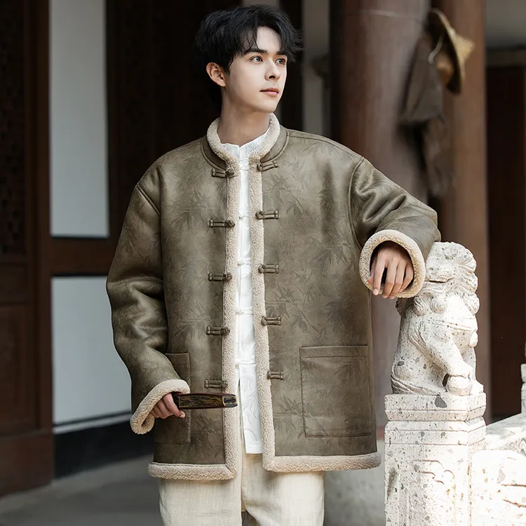 冬季新款男装中国风复古休闲棉衣唐装新中式加绒保暖宽松夹克外套