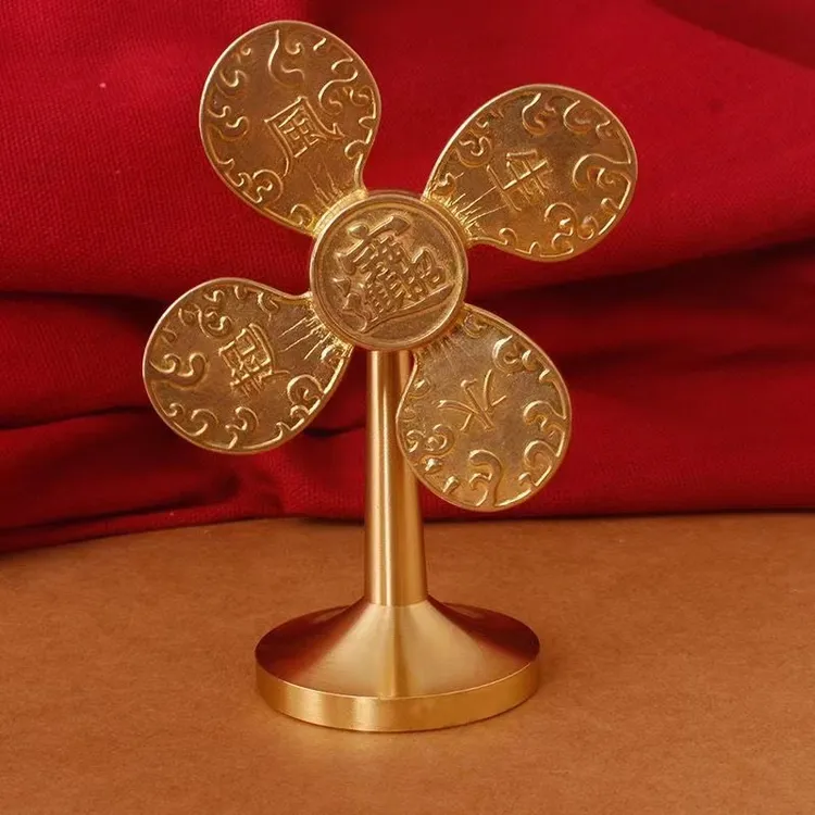 新黄铜风车转转家居摆件工艺品摆件茶桌摆件创意手把件装饰高档