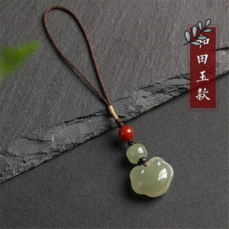天然和田玉挂件精致古风玉石吊坠链手机链挂饰挂坠女包挂民族风