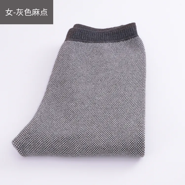 秋冬暖羊加厚电脑芝麻点羊毛女裤，秋冬宽松休闲针织印花保暖裤