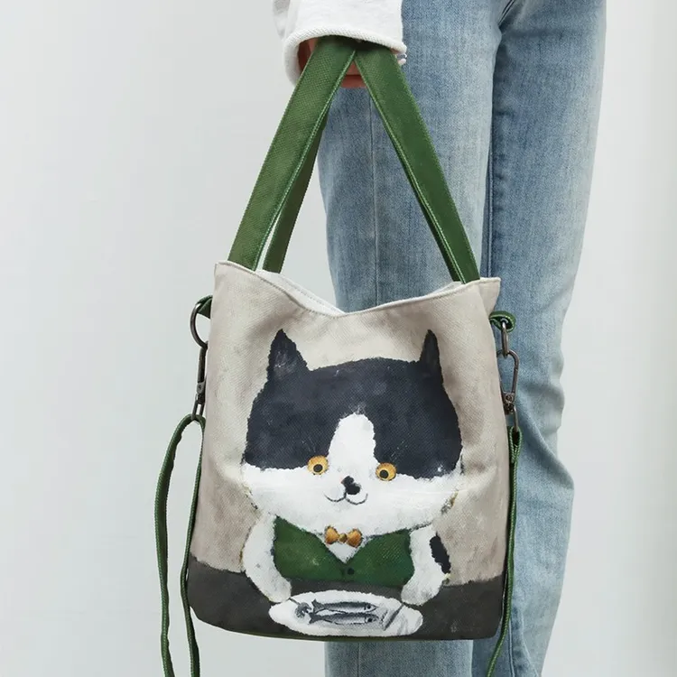 罗绮 x 郭逗逗 插画师联名款 卡通手提单斜跨水桶包便携包包