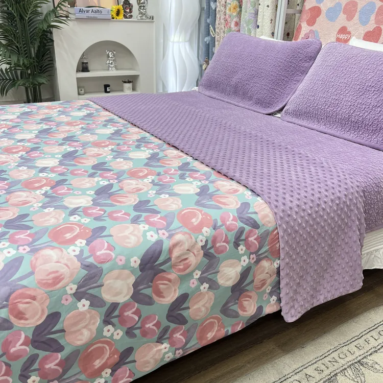 绒加棉单人双人豆豆被罩