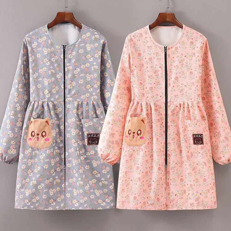 加肥正穿罩衣防油污加厚透气厨房做饭上班洋气耐脏耐磨工作服印字