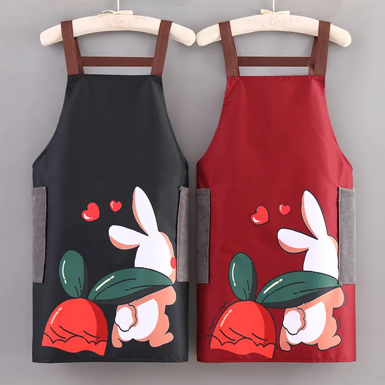 防水防油围裙厨房家用可擦手耐脏做饭上班韩版餐厅工作服定制印字